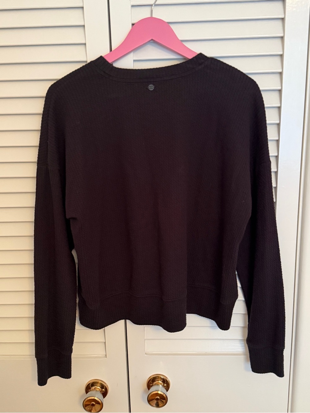 CALIA Black Textured Crewneck Pullover Sweatshirt Medium